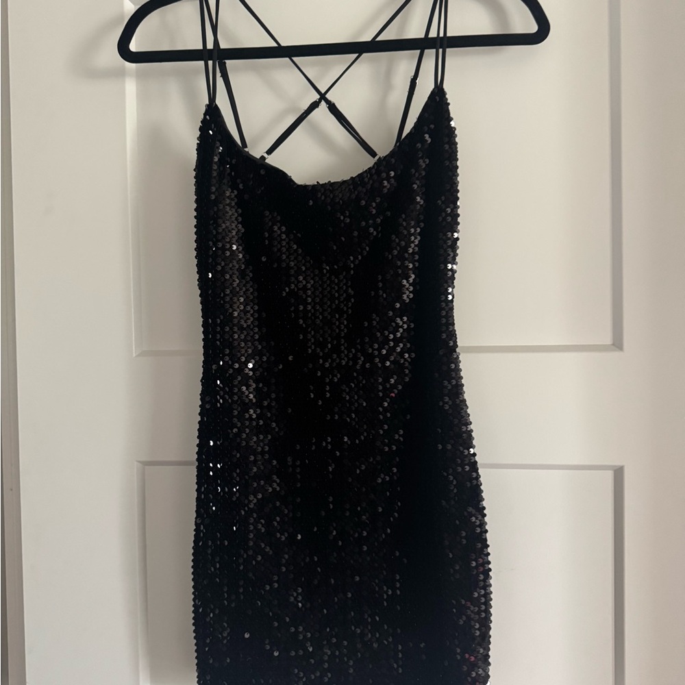 Elegant Black Sequin Bodycon Dress